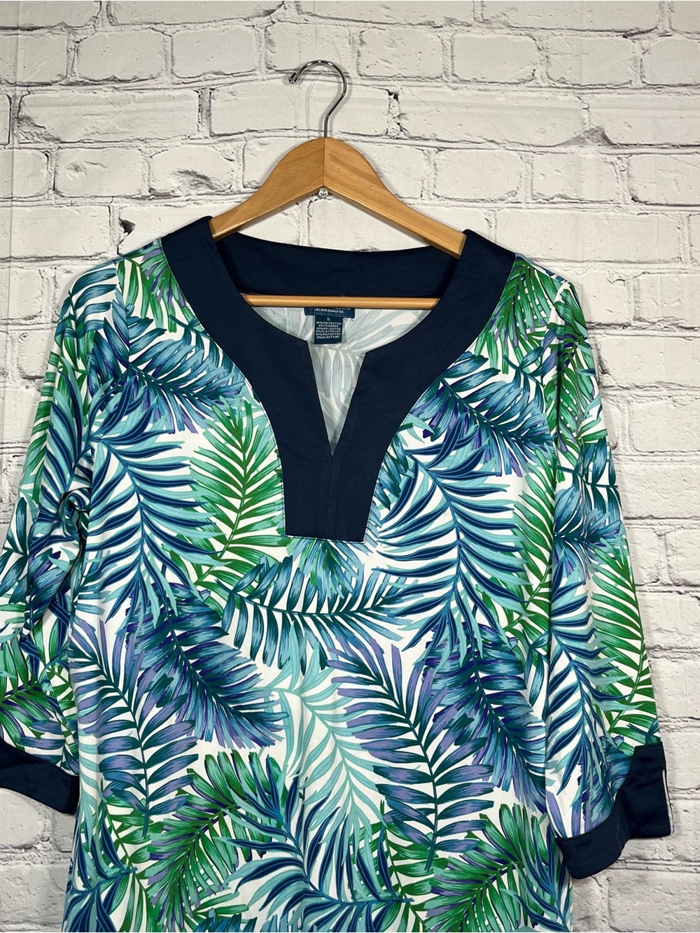 Caribbean Joe Floral Dress Womens Size Large Multicolor Large 3/4 Sleeve - Picture 2 of 9